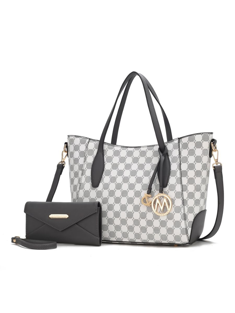 MKF Collection Gianna Vegan Leather Women Tote with matching Wallet - Charcoal