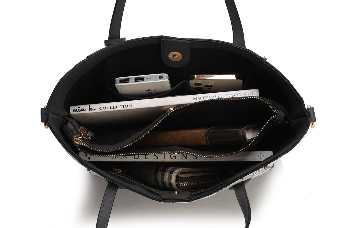 MKF Collection Gianna Vegan Leather Women Tote with matching Wallet - Charcoal