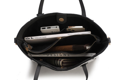 MKF Collection Gianna Vegan Leather Women Tote with matching Wallet - Charcoal