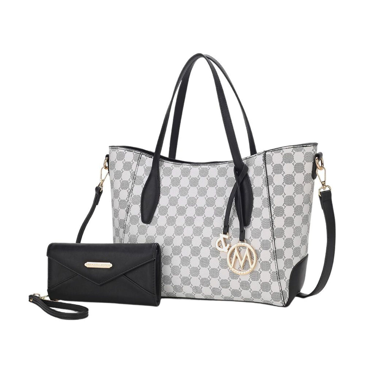 MKF Collection Gianna Vegan Leather Women Tote with matching Wallet - Black