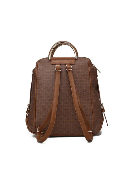 MKF Collection June M logo Printed Vegan Leather Women Backpack - Navy
