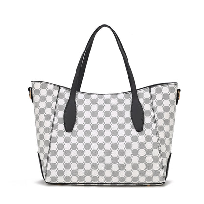 MKF Collection Gianna Vegan Leather Women Tote with matching Wallet - Navy
