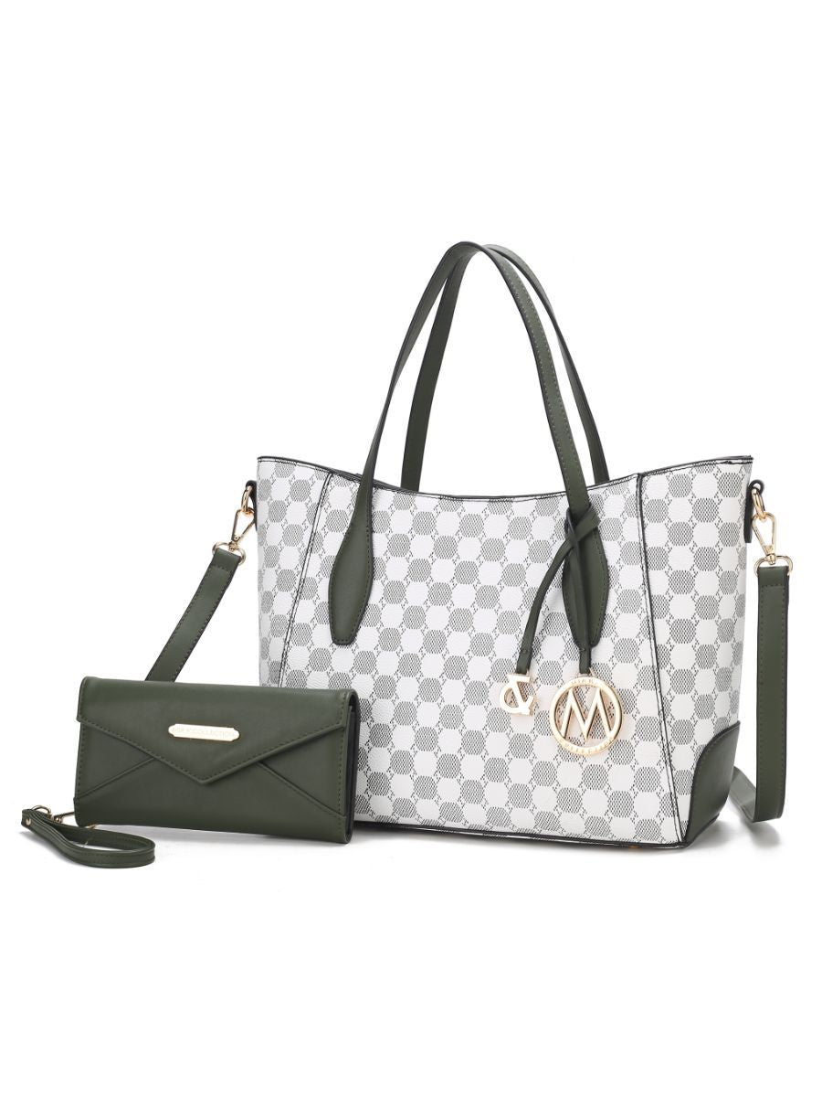 MKF Collection Gianna Vegan Leather Women Tote with matching Wallet - Olive