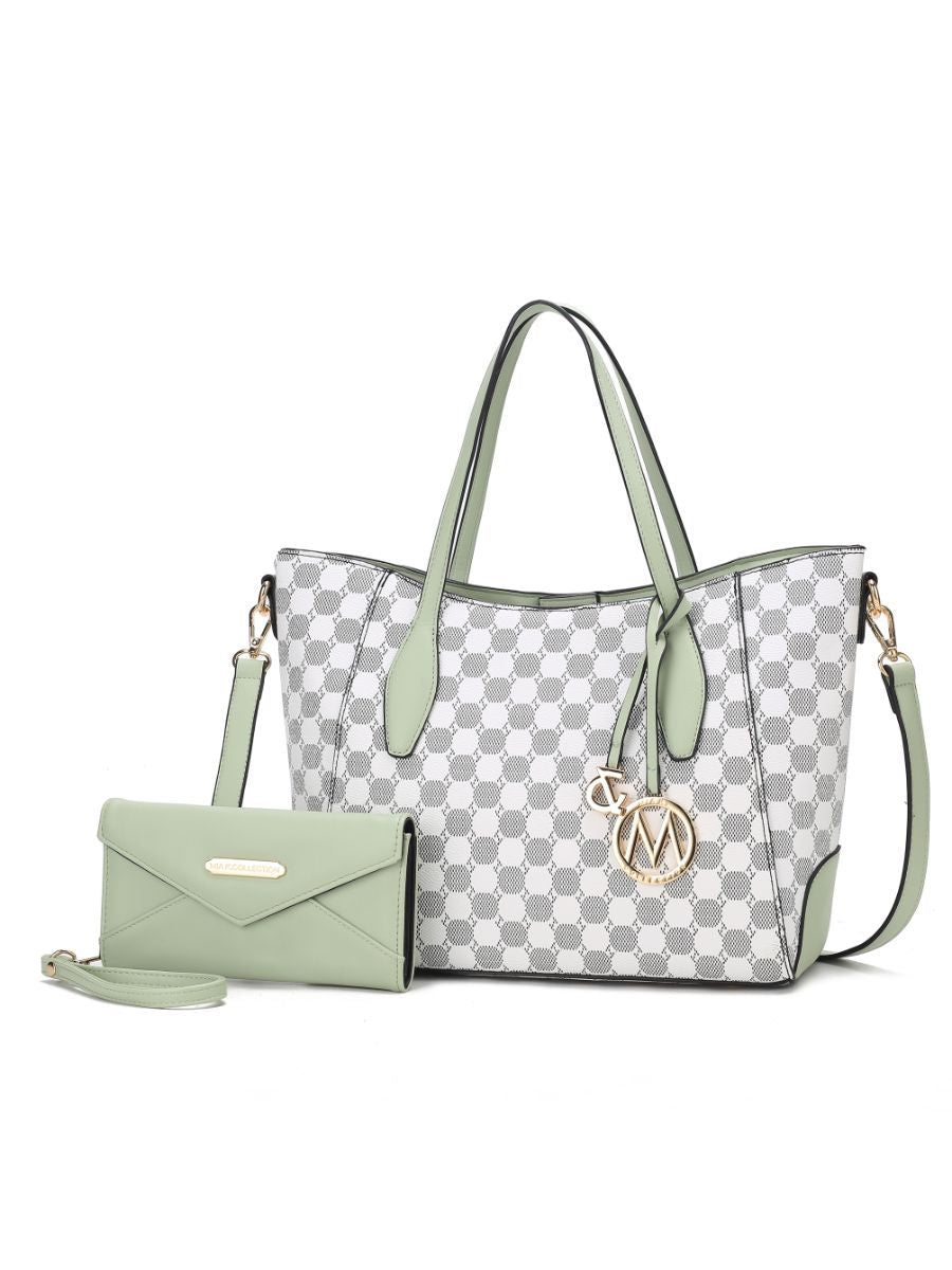 MKF Collection Gianna Vegan Leather Women Tote with matching Wallet - Mint