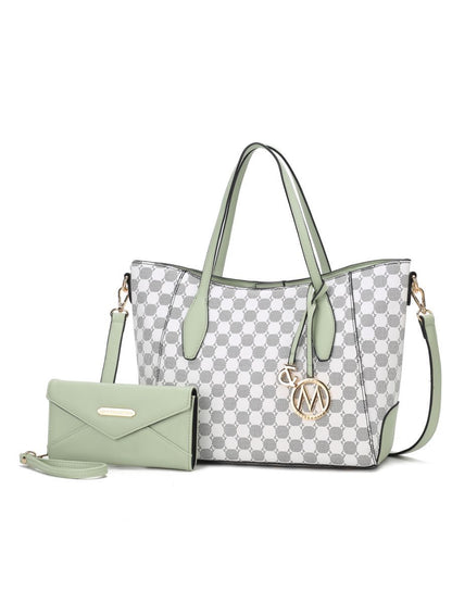 MKF Collection Gianna Vegan Leather Women Tote with matching Wallet - Mint