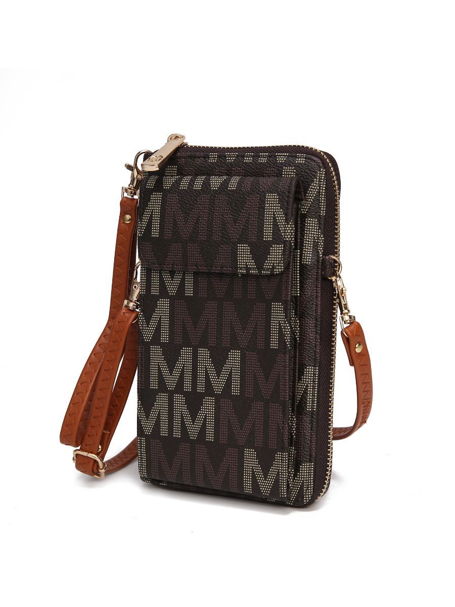 MKF Collection Cossetta Cell Phone Crossbody Wristlet Handbag Vegan Leather Versatile Multi-Use Phone Holder - Brown