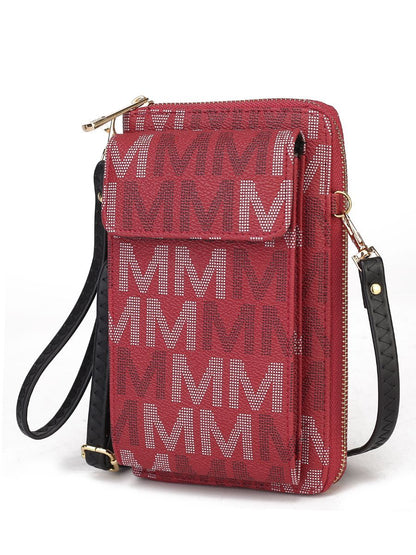 MKF Collection Cossetta Cell Phone Crossbody Wristlet Handbag Vegan Leather Versatile Multi-Use Phone Holder - Burgundy
