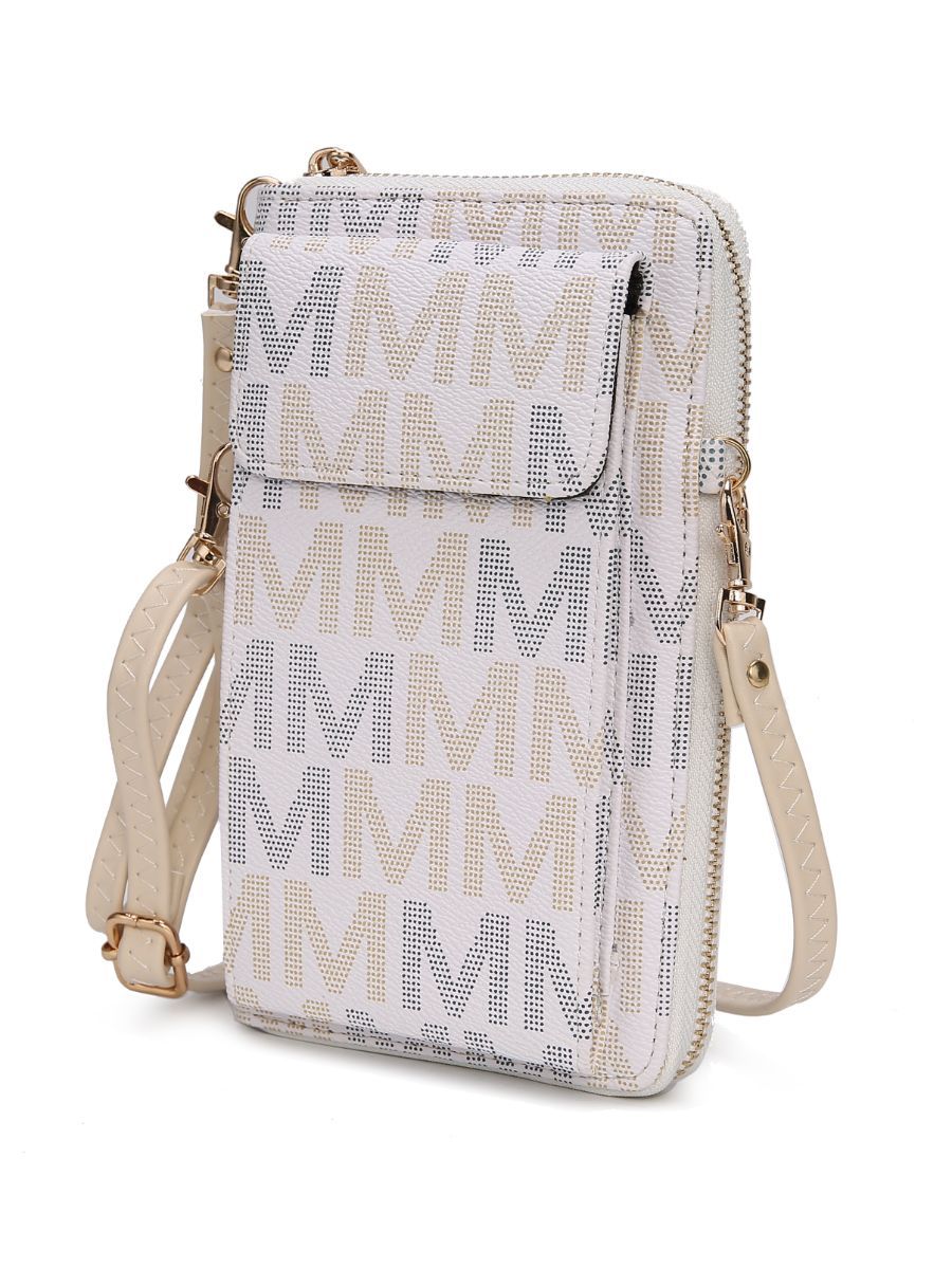 MKF Collection Cossetta Cell Phone Crossbody Wristlet Handbag Vegan Leather Versatile Multi-Use Phone Holder - White