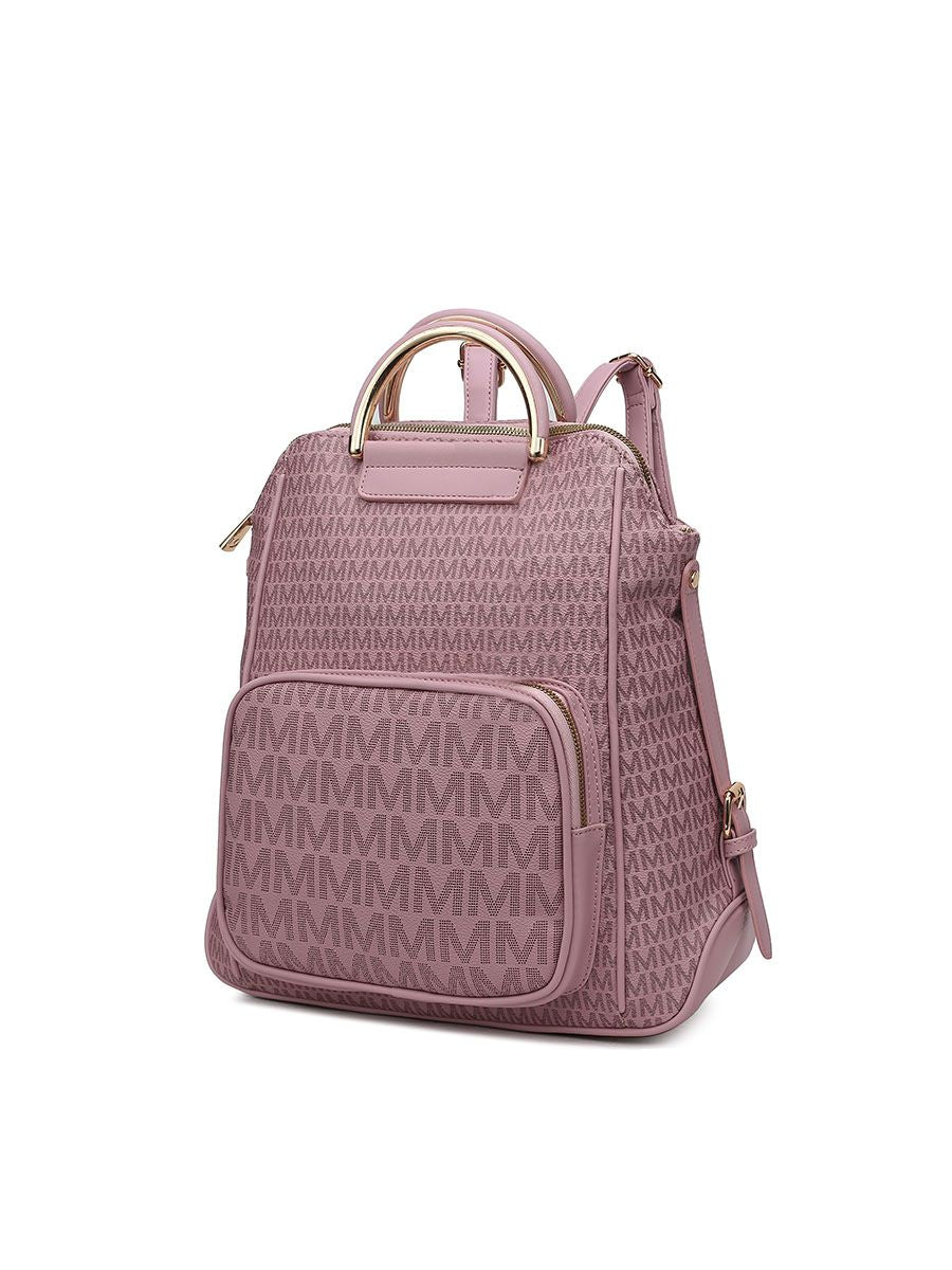 MKF Collection June M logo Printed Vegan Leather Women Backpack - Purple