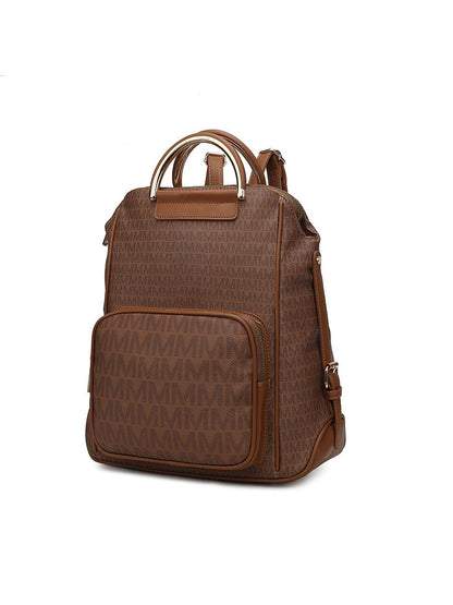 MKF Collection June M logo Printed Vegan Leather Women Backpack - Tan