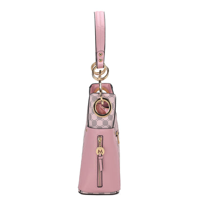 MKF Collection Penelope Circular Print Vegan Leather Women Shoulder Bag witch matching Wallet - Pink