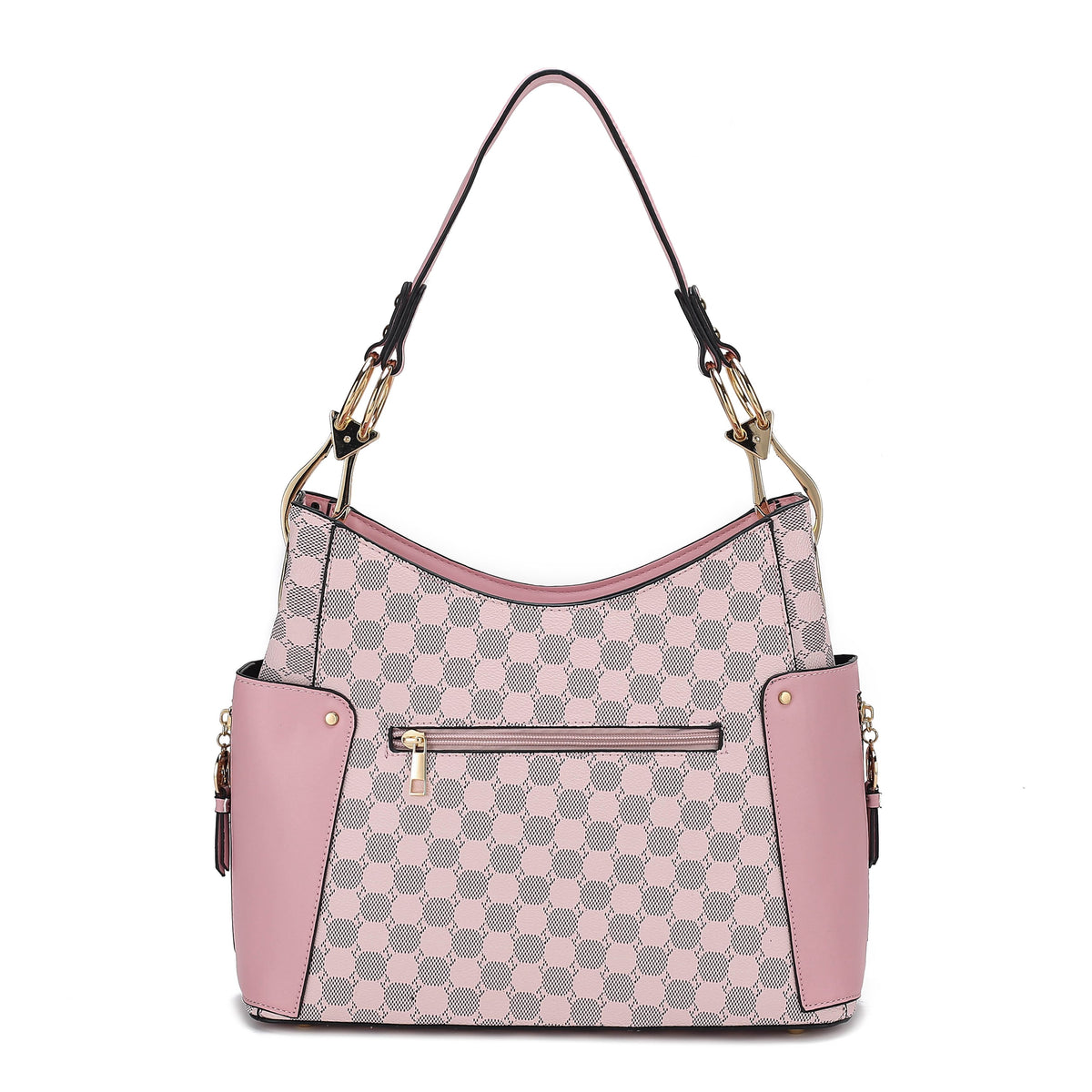 MKF Collection Penelope Circular Print Vegan Leather Women Shoulder Bag witch matching Wallet - Cognac Brown