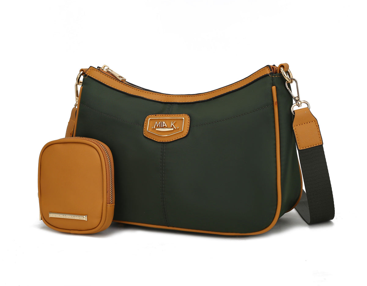 MKF Collection Freya Women Crossbody Bag and Pouch - Olive-Mustard