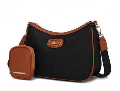 MKF Collection Freya Women Crossbody Bag and Pouch - Black-Cognac