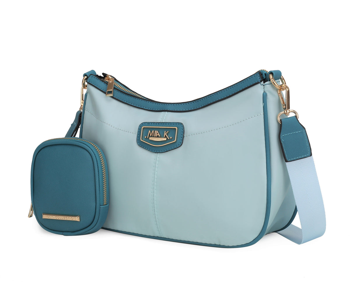 MKF Collection Freya Women Crossbody Bag and Pouch - Light Blue-Turquoise