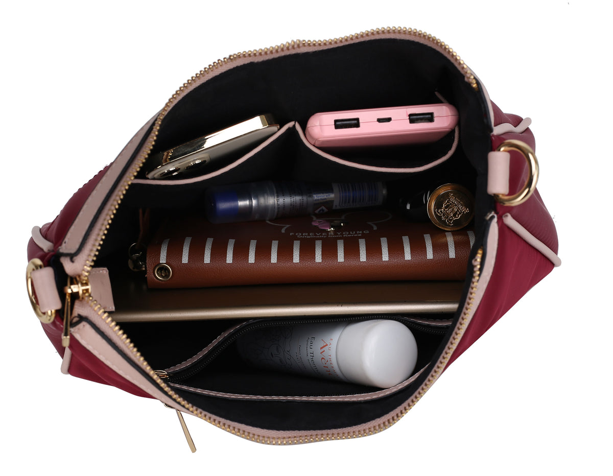MKF Collection Freya Women Crossbody Bag and Pouch - Wine-Blush