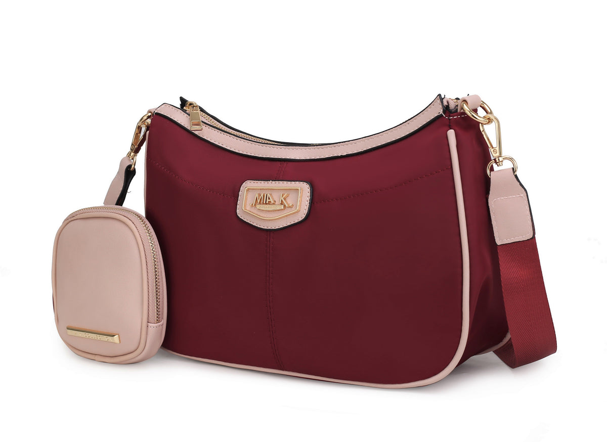 MKF Collection Freya Women Crossbody Bag and Pouch - Wine-Blush