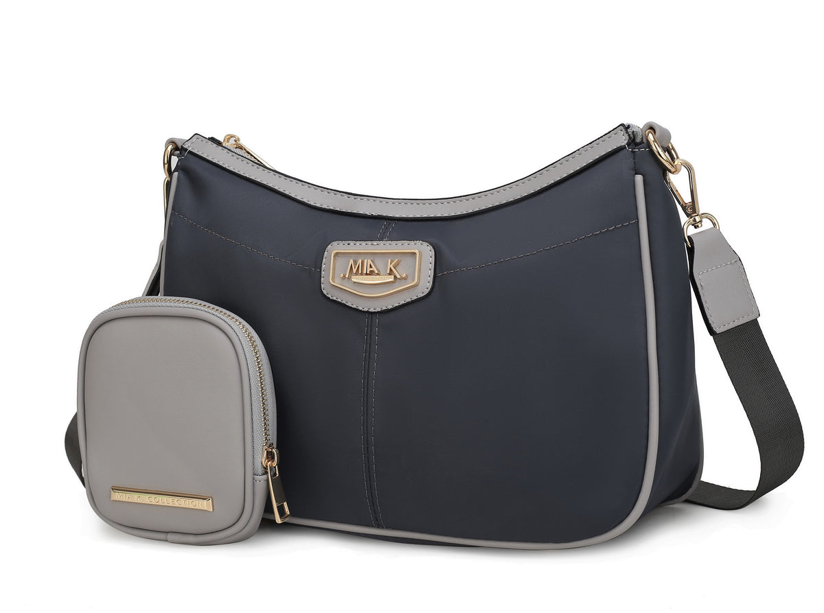 MKF Collection Freya Women Crossbody Bag and Pouch - Charcoal-Light Grey
