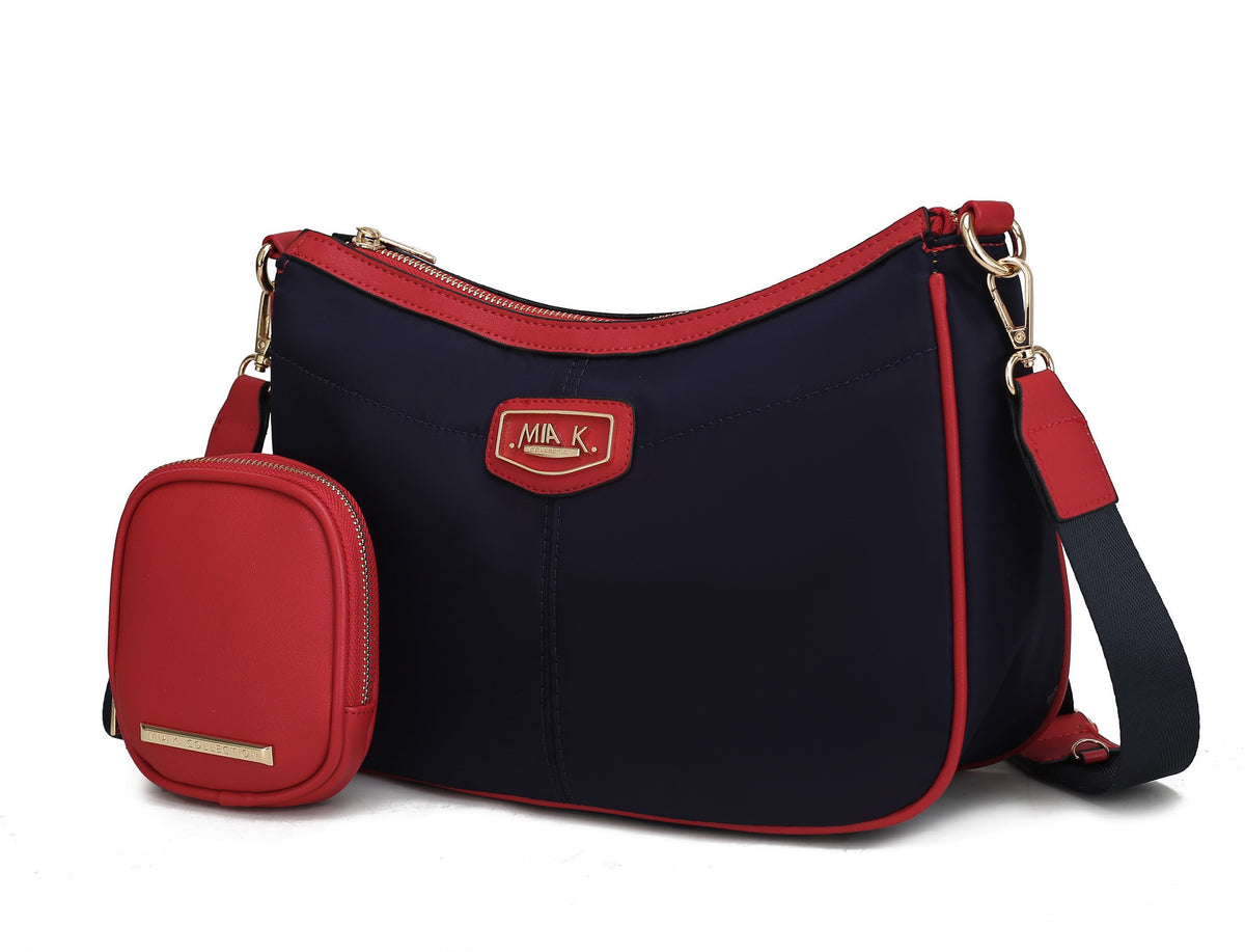MKF Collection Freya Women Crossbody Bag and Pouch - Navy-Wine