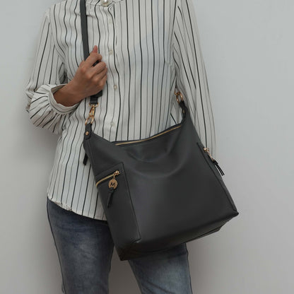 MKF Collection Ophelia Vegan Leather Women Hobo Bag with Wallet - Charcoal