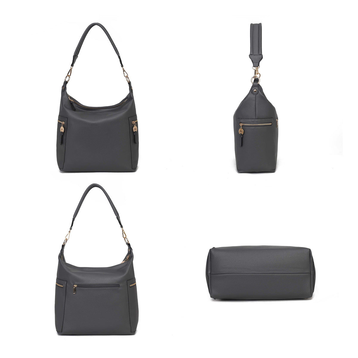 MKF Collection Ophelia Vegan Leather Women Hobo Bag with Wallet - Charcoal