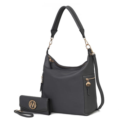 MKF Collection Ophelia Vegan Leather Women Hobo Bag with Wallet - Charcoal