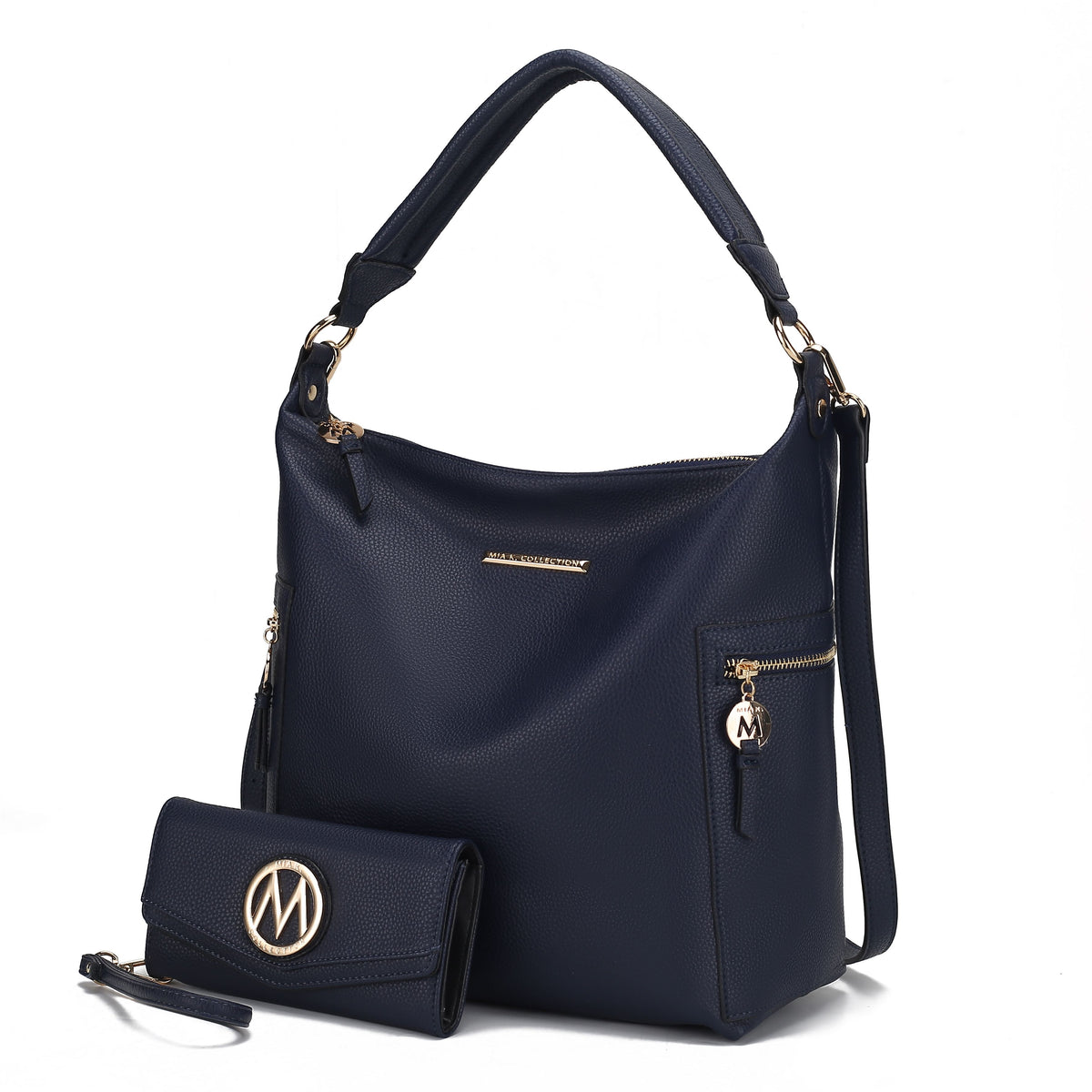 MKF Collection Ophelia Vegan Leather Women Hobo Bag with Wallet - Navy