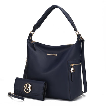 MKF Collection Ophelia Vegan Leather Women Hobo Bag with Wallet - Navy