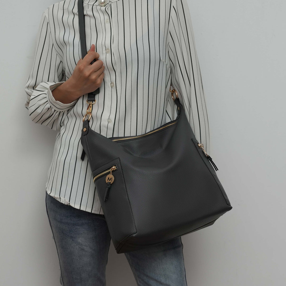 MKF Collection Ophelia Vegan Leather Women Hobo Bag with Wallet - Black