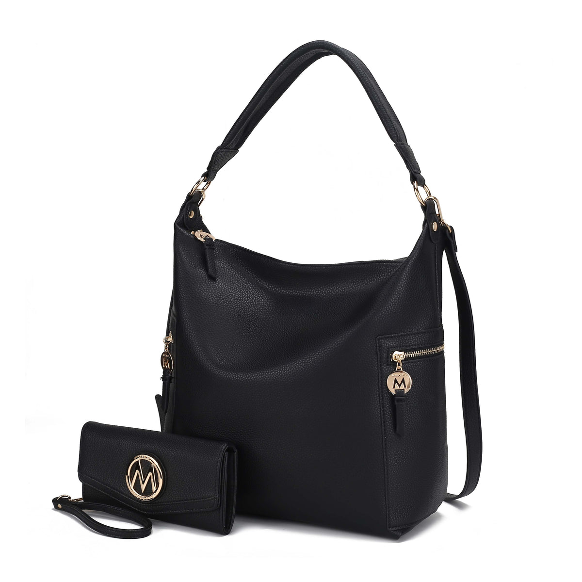 MKF Collection Ophelia Vegan Leather Women Hobo Bag with Wallet - Black