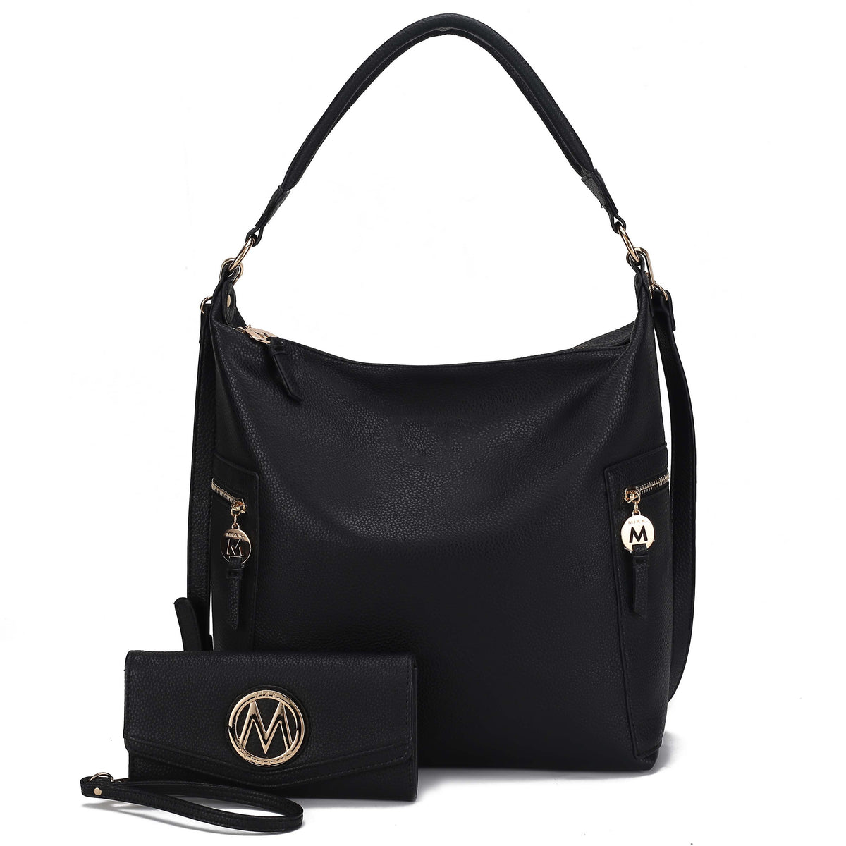 MKF Collection Ophelia Vegan Leather Women Hobo Bag with Wallet - Black