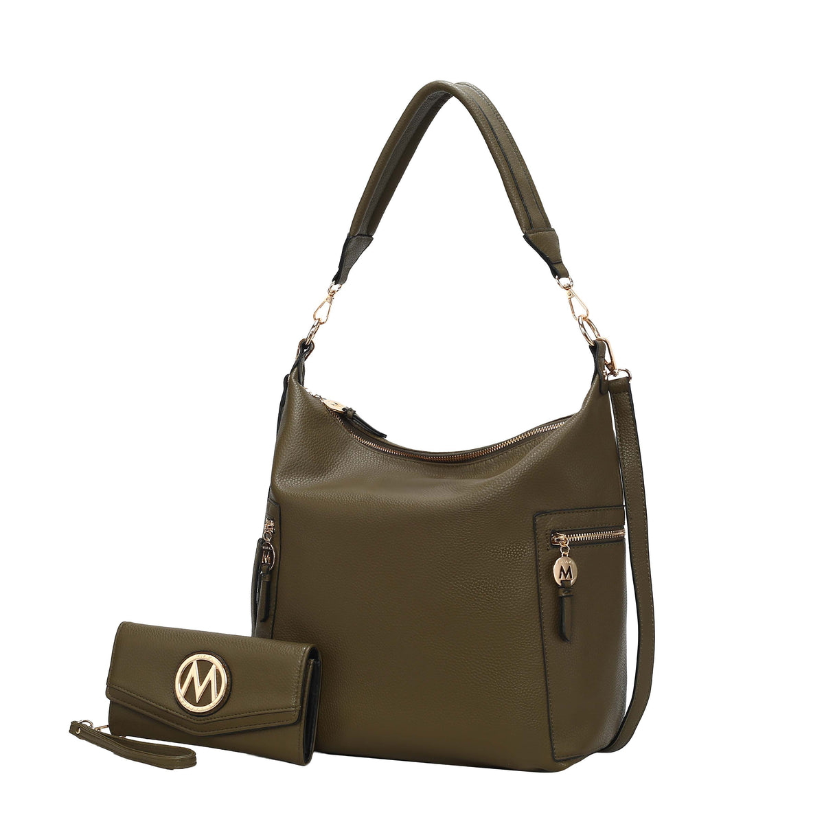 MKF Collection Ophelia Vegan Leather Women Hobo Bag with Wallet - Olive