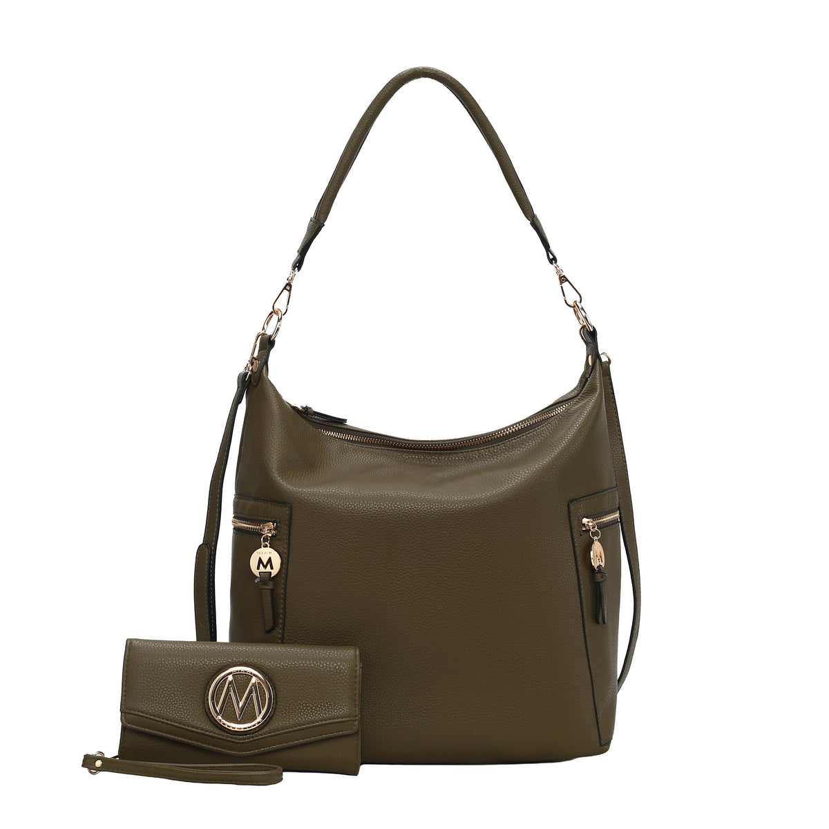 MKF Collection Ophelia Vegan Leather Women Hobo Bag with Wallet - Olive