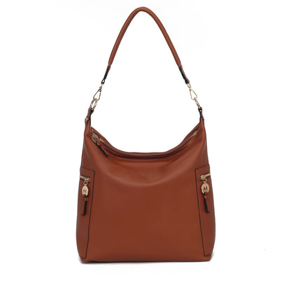 MKF Collection Ophelia Vegan Leather Women Hobo Bag with Wallet - Cognac