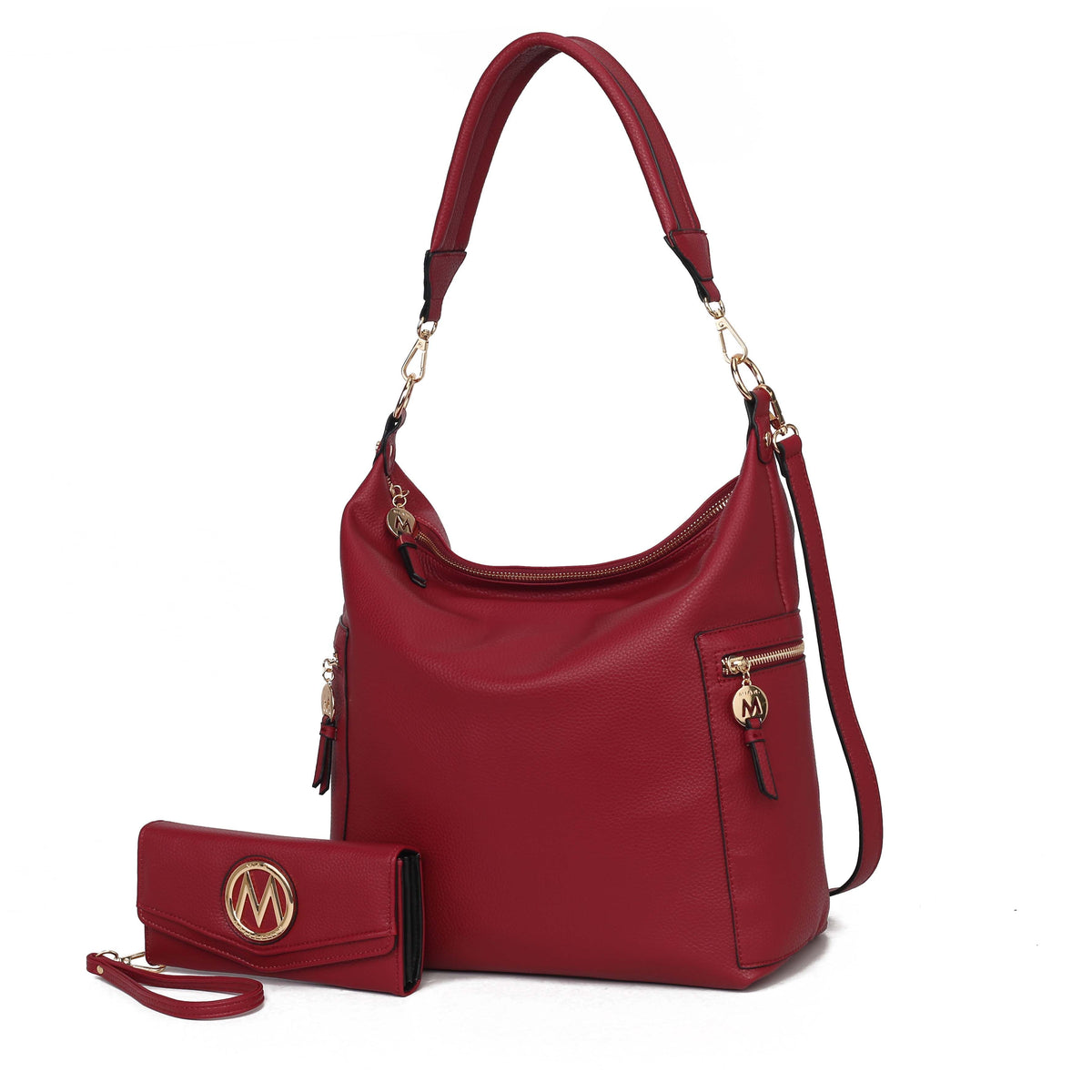 MKF Collection Ophelia Vegan Leather Women Hobo Bag with Wallet - Red