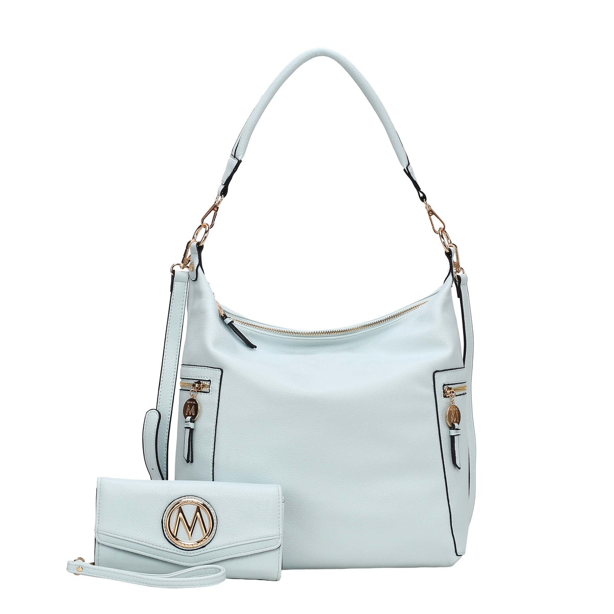 MKF Collection Ophelia Vegan Leather Women Hobo Bag with Wallet - Lt Blue