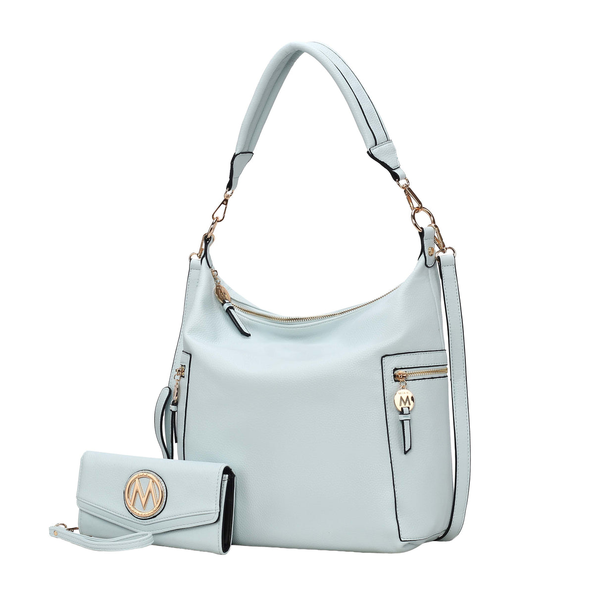MKF Collection Ophelia Vegan Leather Women Hobo Bag with Wallet - Lt Blue