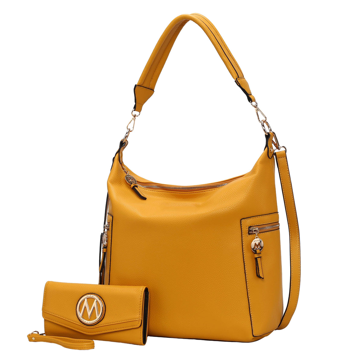 MKF Collection Ophelia Vegan Leather Women Hobo Bag with Wallet - Yellow