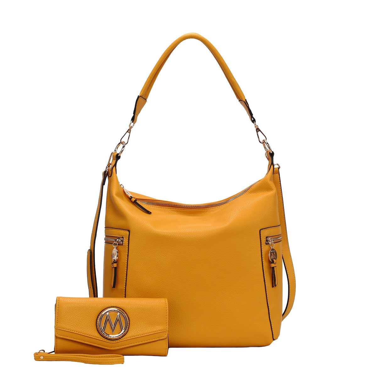 MKF Collection Ophelia Vegan Leather Women Hobo Bag with Wallet - Yellow