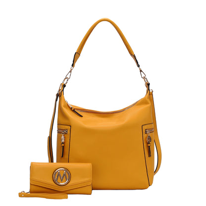 MKF Collection Ophelia Vegan Leather Women Hobo Bag with Wallet - Yellow
