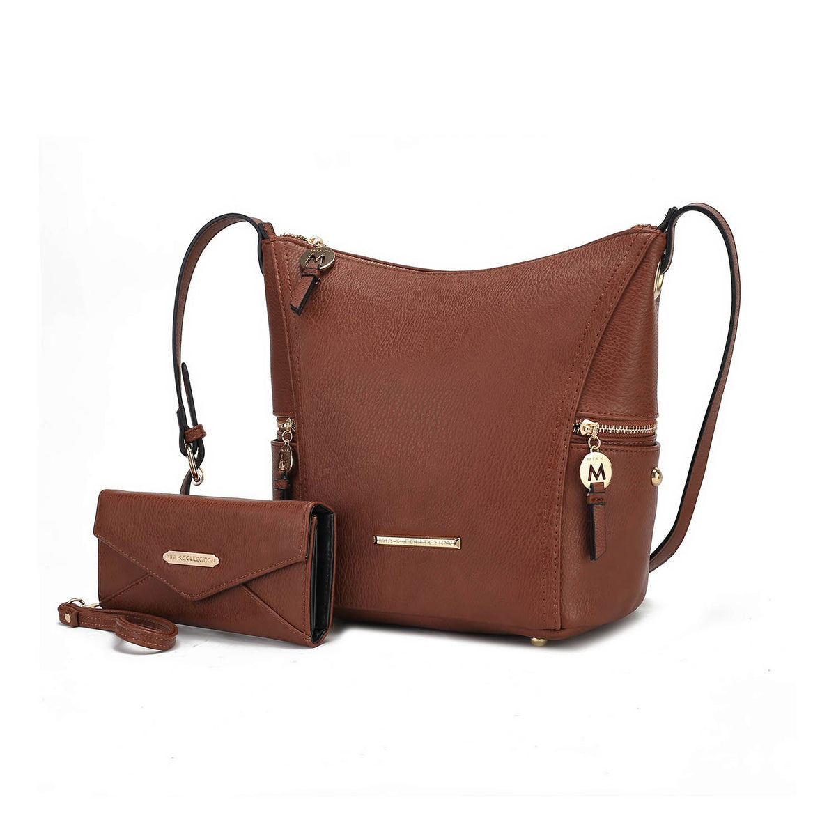 MKF Collection Lux Hobo Bag with Wallet - Cognac