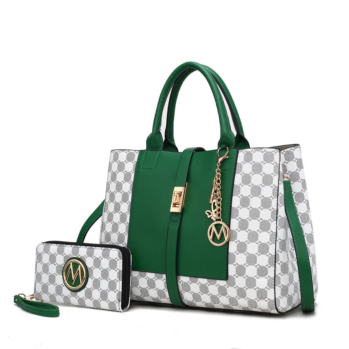 MKF Collection Yuliana 2-Piece Women's Handbag Set, Printed Satchel Purse with Matching Wallet, Stylish Vegan Leather Crossbo