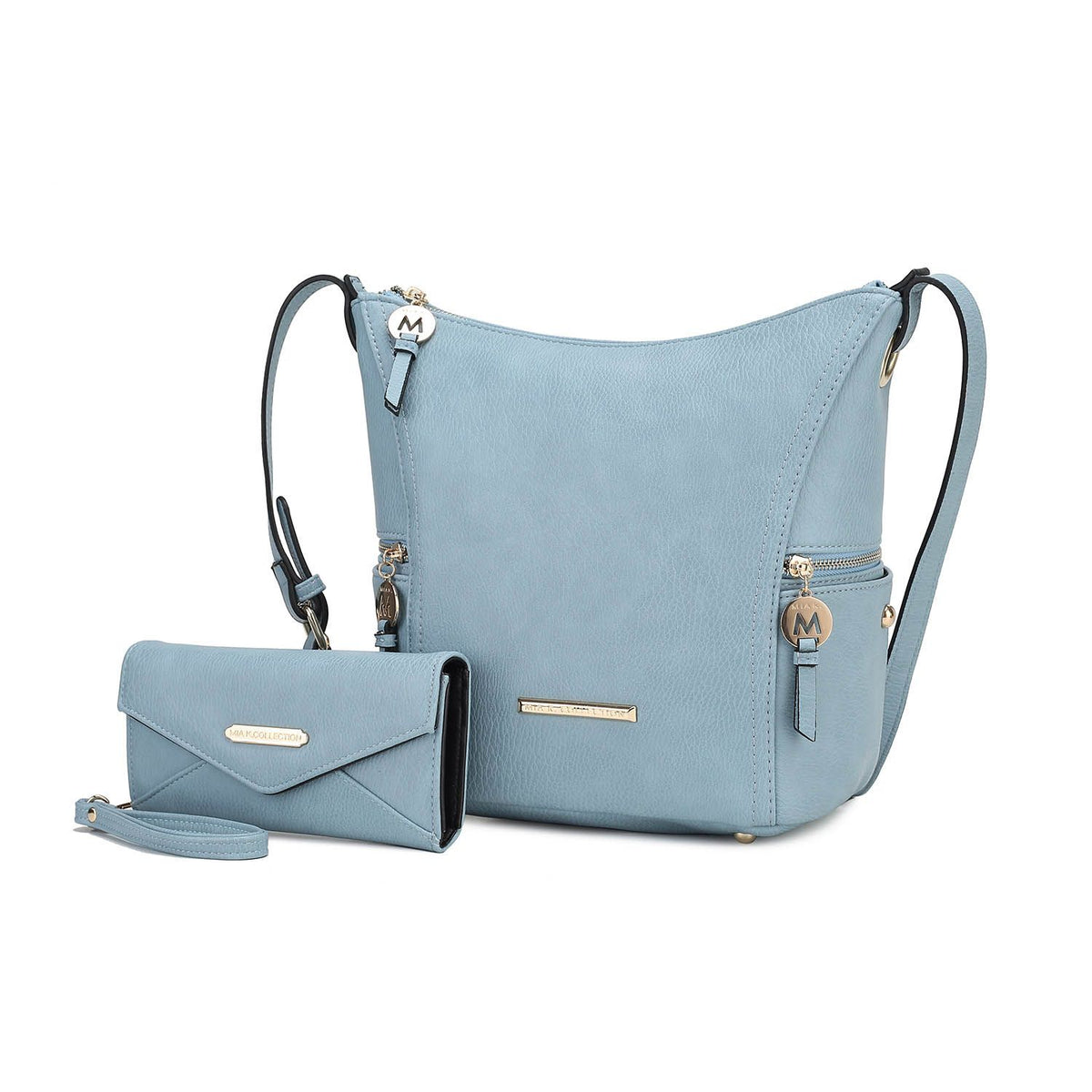 MKF Collection Lux Hobo Bag with Wallet - Denim