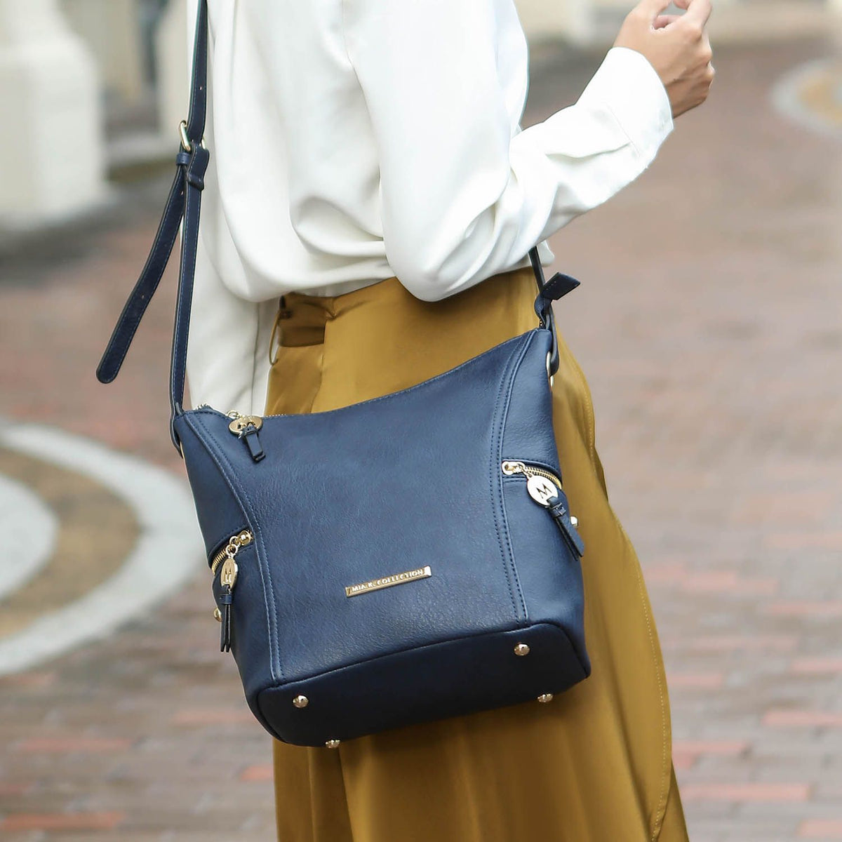 MKF Collection Lux Hobo Bag with Wallet - Navy
