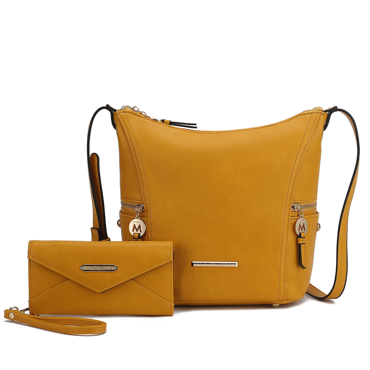 MKF Collection Lux Hobo Bag with Wallet - Mustard