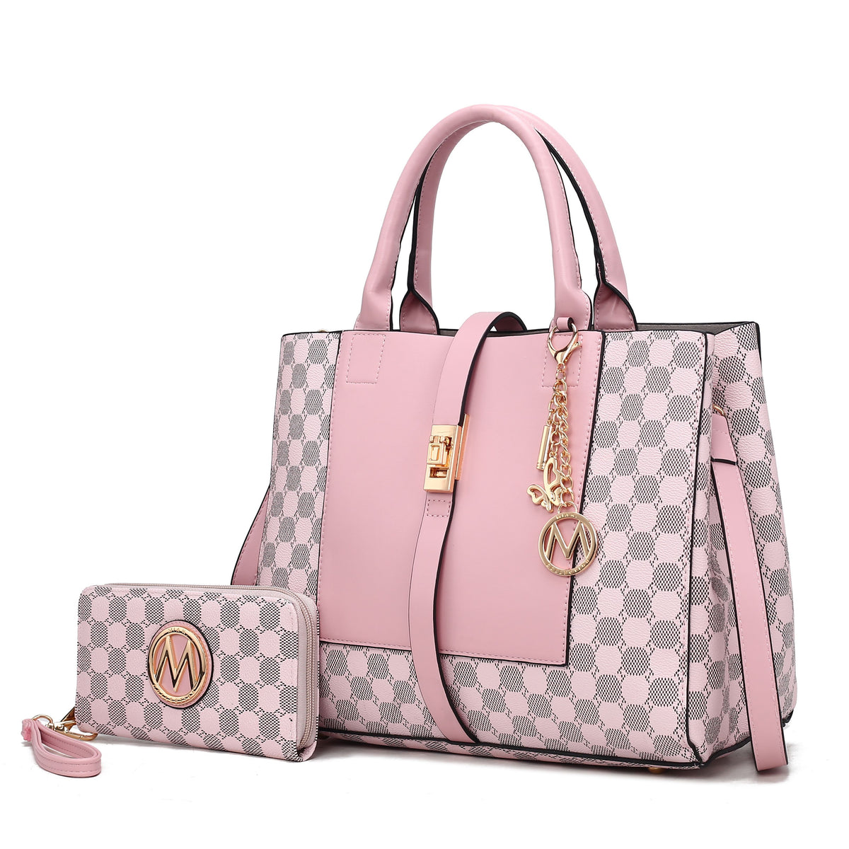 MKF Collection Yuliana 2-Piece Women's Handbag Set, Printed Satchel Purse with Matching Wallet, Stylish Vegan Leather Crossbo