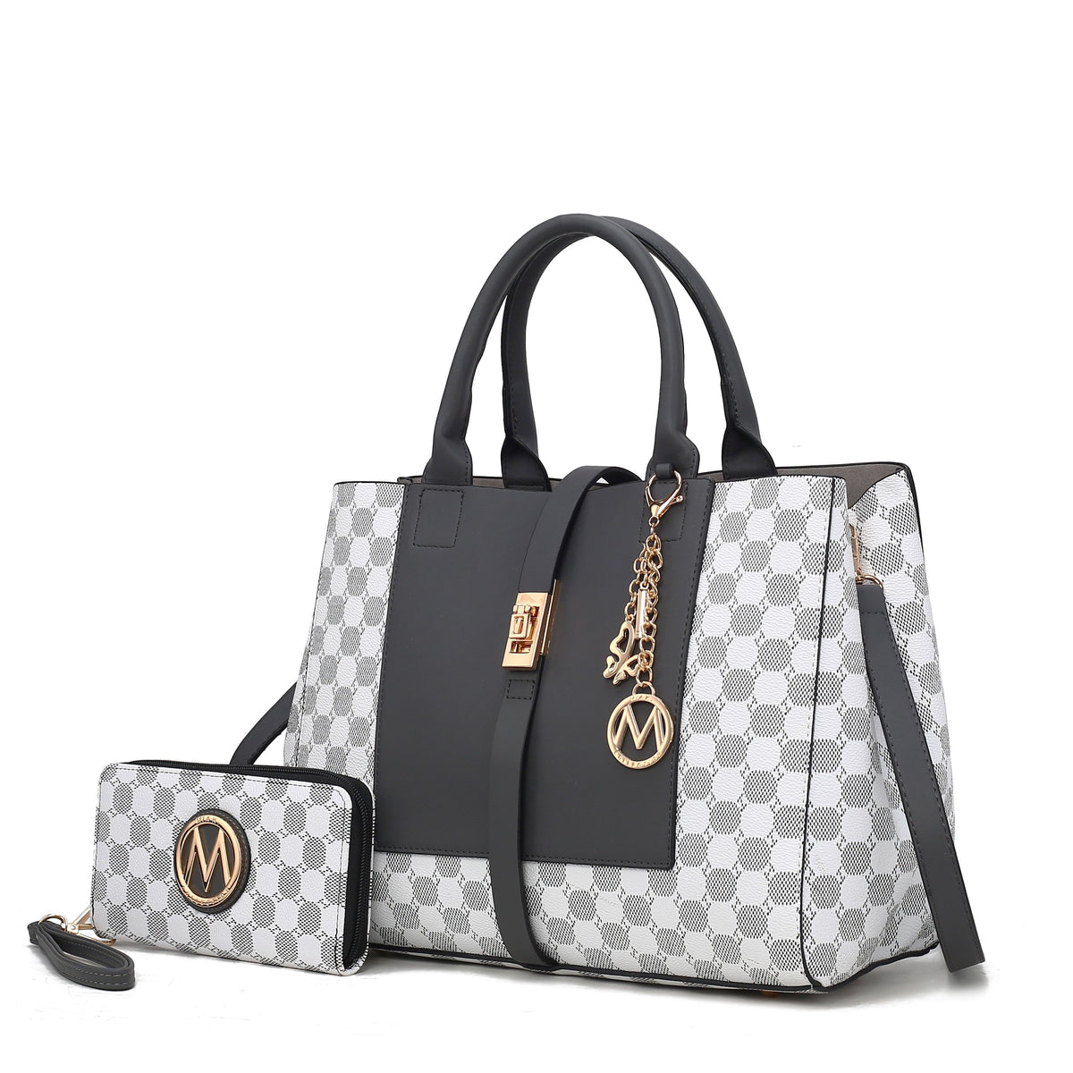 MKF Collection Yuliana 2-Piece Women's Handbag Set, Printed Satchel Purse with Matching Wallet, Stylish Vegan Leather Crossbo