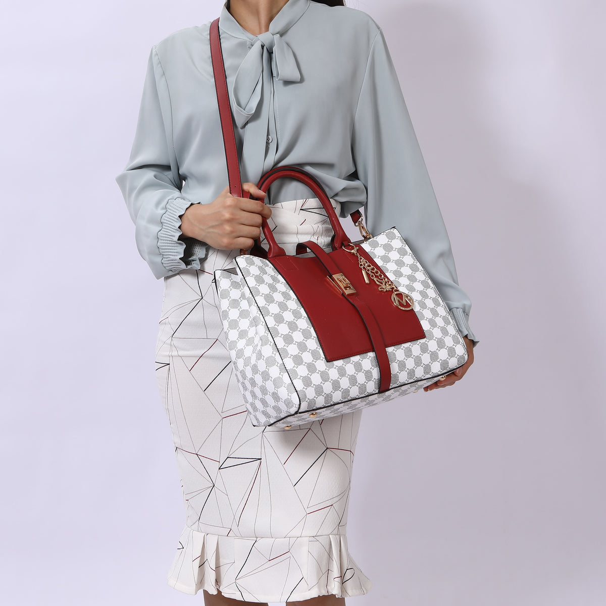 MKF Collection Yuliana 2-Piece Women's Handbag Set, Printed Satchel Purse with Matching Wallet, Stylish Vegan Leather Crossbo