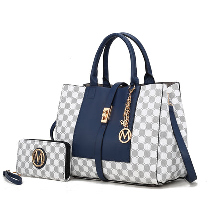MKF Collection Yuliana 2-Piece Women's Handbag Set, Printed Satchel Purse with Matching Wallet, Stylish Vegan Leather Crossbo