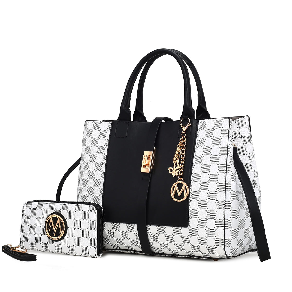 MKF Collection Yuliana 2-Piece Women's Handbag Set, Printed Satchel Purse with Matching Wallet, Stylish Vegan Leather Crossbo